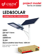 CHZM ZS833 Solar Street Light Engineering Project Model 600W 700W 800W 900W 1000W 1200W - LiFePO4 Battery Monocrystalline Panel IP65 Outdoor Road Lighting