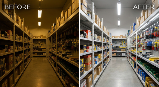 shop light LED T8 installation — LED Tube Light real-world application photo