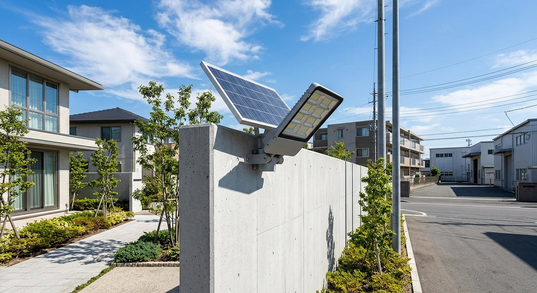 solar flood light vs halogen — Solar Flood Light real-world application photo
