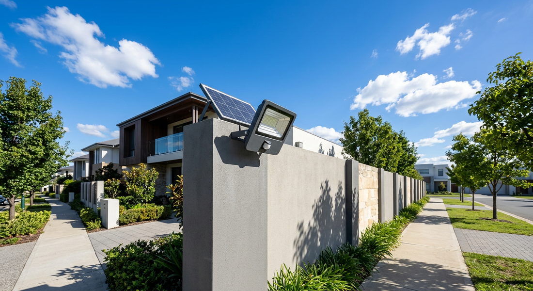 solar garden flood light certification — Solar Flood Light real-world application photo