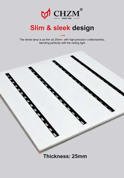 CHZM Anti-Glare LED Grill Panel Light 72W/96W - 595x595mm Recessed Office Ceiling Light - UGR<19 Low Glare Lighting