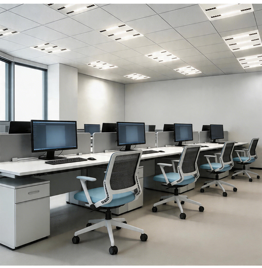 CHZM Anti-Glare LED Grill Panel Light 72W/96W - 595x595mm Recessed Office Ceiling Light - UGR<19 Low Glare Lighting