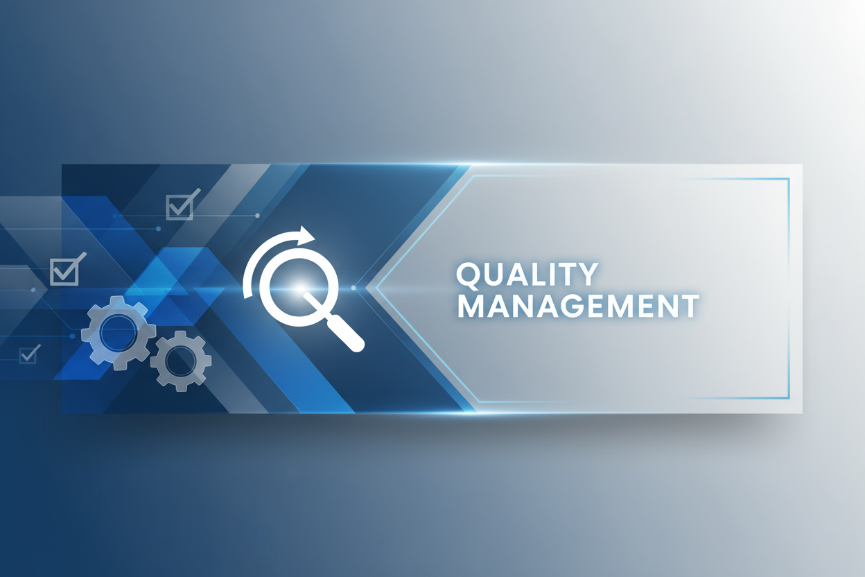 A banner with content: Quality Management   
