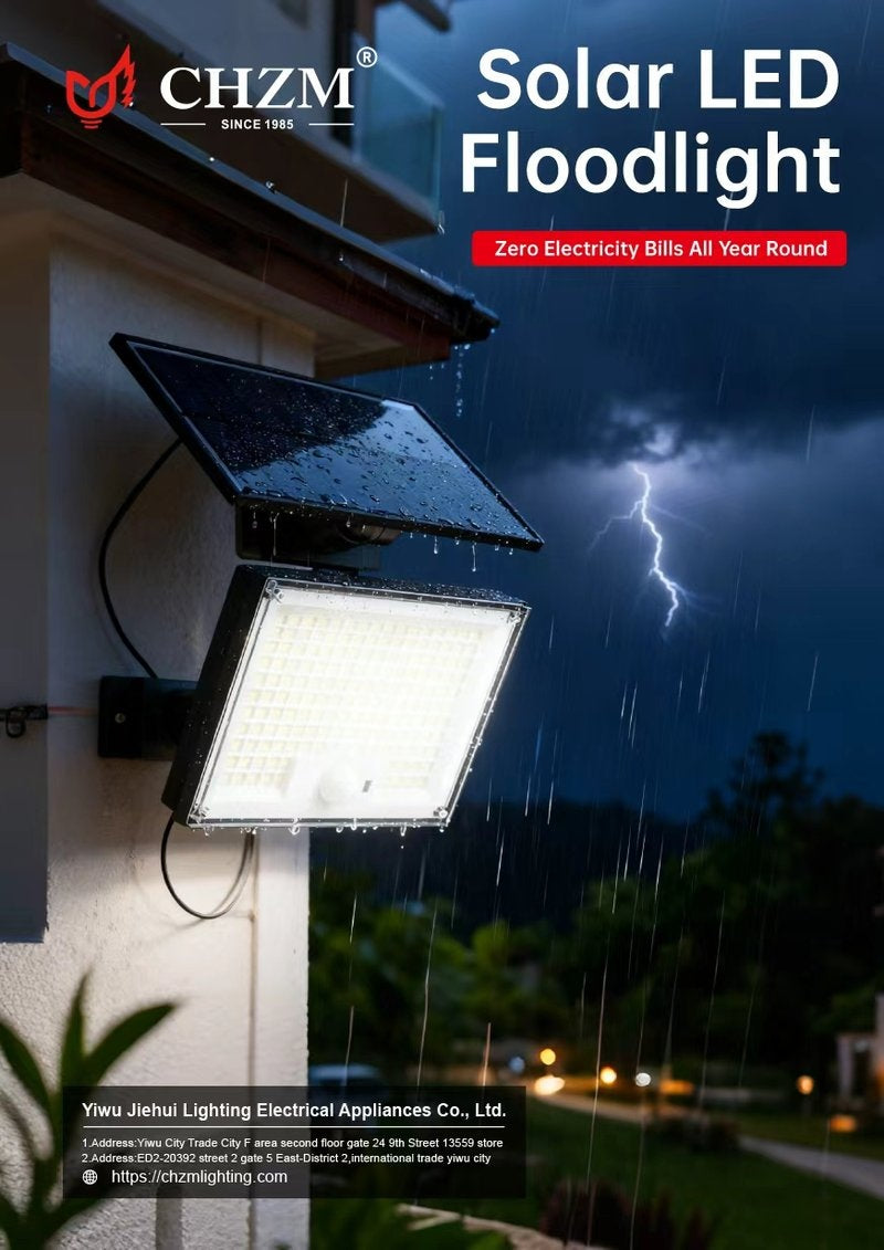 CHZM Solar LED Floodlight - Weatherproof Rainproof with Remote Control
